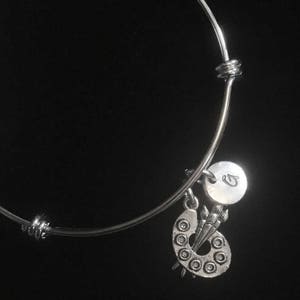 Artist&#39;s Palette Bracelet, Artist Bracelet, Paint Palette Bracelet, Adjustable Bracelet, Stainless Steel Bracelet, Initial Bracelet, qb162