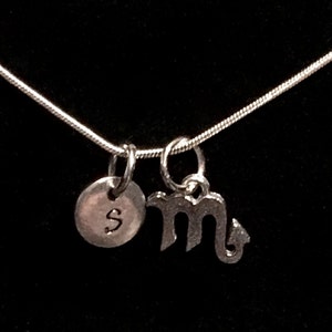 Scorpio Sterling Silver Necklace, Zodiac Sterling Silver Necklace, Horoscope Sterling Silver Necklace qb111