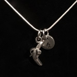 Banana Sterling Silver Necklace, Fruit Silver Necklace, Monkey Sterling Necklace, Plantain Sterling Necklace qb38