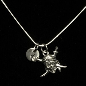 Pirate Skull Sterling Silver Necklace, Pirate Sterling Silver Necklace, Sword Sterling Necklace, Sea Sterling Necklace qb98