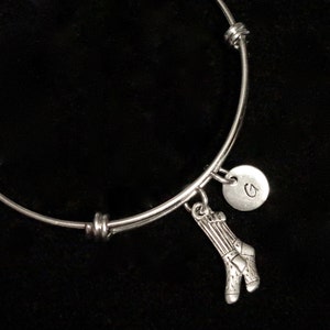 Sock Charm Bracelet, Bangle Bracelet, Charm Bracelet, Adjustable Bracelet, Stainless Steel Bracelet, Initial Bracelet, qb7