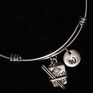 Chinese Takeout Stainless Steel Bracelet, Sushi Bracelet, Chopsticks Bracelet, Adjustable Bracelet, Silver Bracelet, Initial Bracelet, qb107