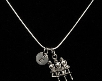 Trio of Ballerinas Sterling Silver Necklace, Ballerina Sterling Silver Necklace, Dance Necklace, Sterling Silver Necklace qb103