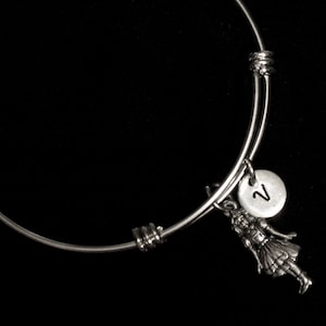Alice in Wonderland Charm Bracelet, Dorothy of OZ Bangle Bracelet, Adjustable Bracelet, Stainless Steel Bracelet, Initial Bracelet, qb18