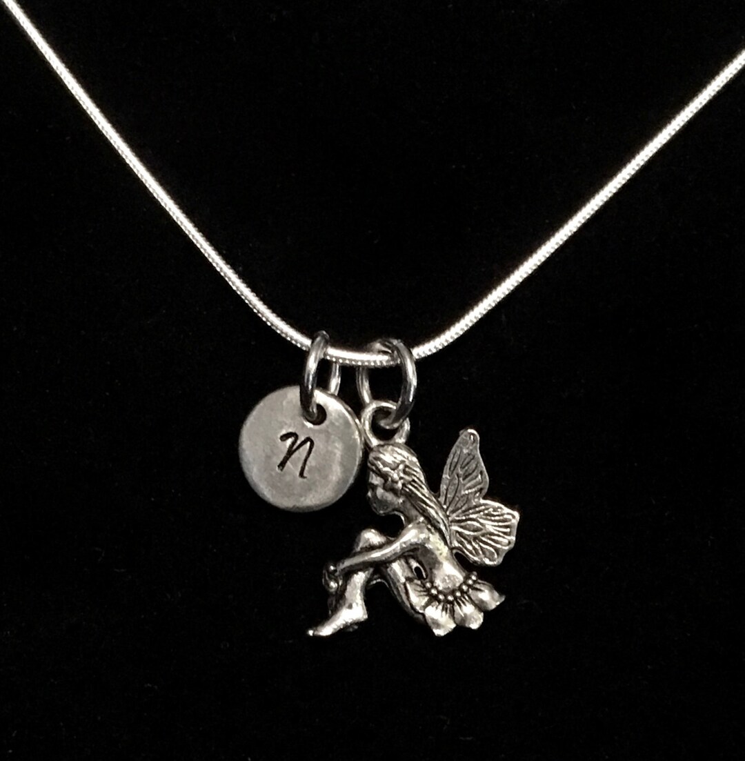 Fairy Sterling Silver Necklace Garden Fairy Necklace Pewter Etsy