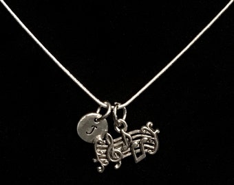 Music Staff Sterling Silver Necklace, Musical Sterling Silver Necklace, Music Teacher Sterling Necklace, Musician Sterling Necklace qb68