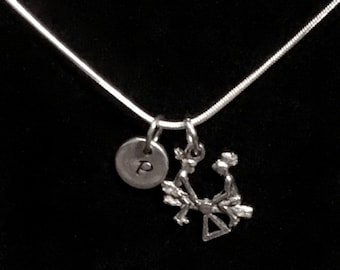 Teeter Totter Sterling Silver Necklace, Seesaw Sterling Necklace, Pewter Charms, Sterling Silver, Initial Necklace, Personalized qb1