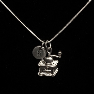 Antique Coffee Grinder Sterling Silver Necklace, Coffee Grinder Sterling Silver Necklace, Coffee Drinkers Sterling Necklace qb86