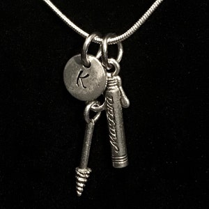 Mascara Sterling Silver Necklace, Mascara Wand Sterling Silver Necklace, Makeup Sterling Necklace, Cosmetics Sterling Necklace qb88