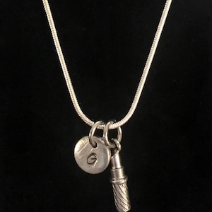 Lipstick Sterling Silver Necklace, Makeup Sterling Silver Necklace, Sterling Silver Necklace qb150