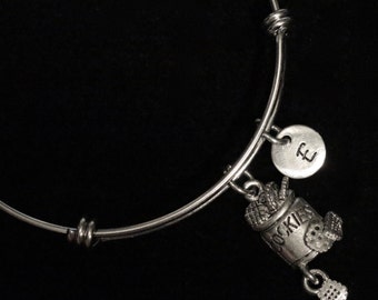 Cookie Jar Stainless Steel Bracelet, Cookie Bracelet, Bangle Bracelet, Charm Bracelet, Adjustable Bracelet, Initial Bracelet qb32