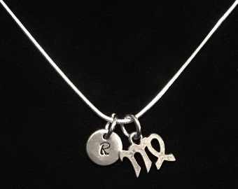 Virgo Sterling Silver Necklace, Zodiac Sterling Silver Necklace, Horoscope Sterling Silver Necklace qb115