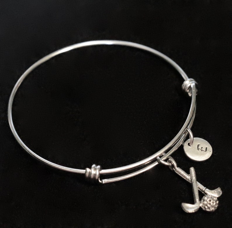 Golf Club Bangle Bracelet, Golfing Bracelet, Golf Ball Bracelet