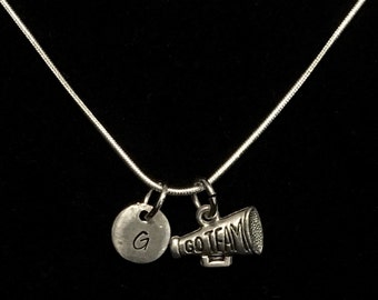 Megaphone Sterling Silver Necklace, Cheerleading Sterling Silver Necklace, Athletic Sterling Silver Necklace qb123