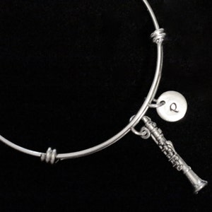 Clarinet Stainless Steel Bracelet, Music Instrument  Bracelet, Music Bracelet, Adjustable Bracelet, Personalized, Initial Bracelet, qb90