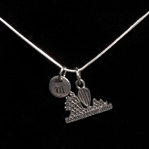 Roller Coaster Sterling Silver Necklace, Amusement Park Necklace, Pewter Charms, Sterling Silver, Initial Necklace, Personalized qb5