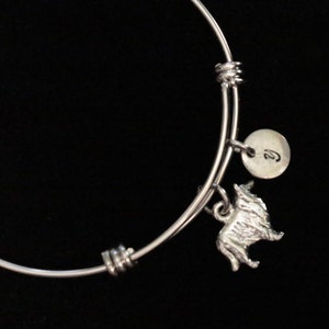 Collie Dog Bracelet, Dog Bracelet, Animal Bracelet, Adjustable Bracelet, Stainless Steel Bracelet, Initial Bracelet, qb37