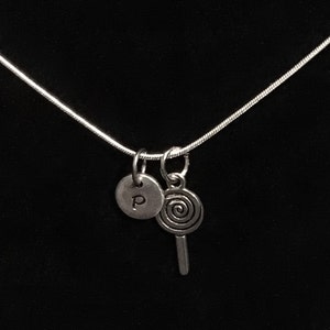 Collana in argento, collana in argento dolci, lecca-lecca Sucker Sterling collana, Dessert Sterling collana qb30
