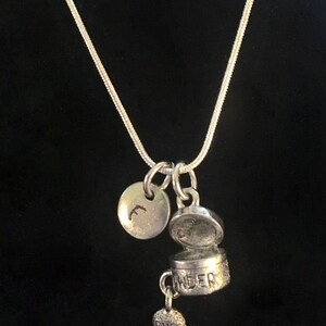 Face Powder Sterling Silver Necklace, Makeup Sterling Silver Necklace, Sterling Silver Necklace qb149