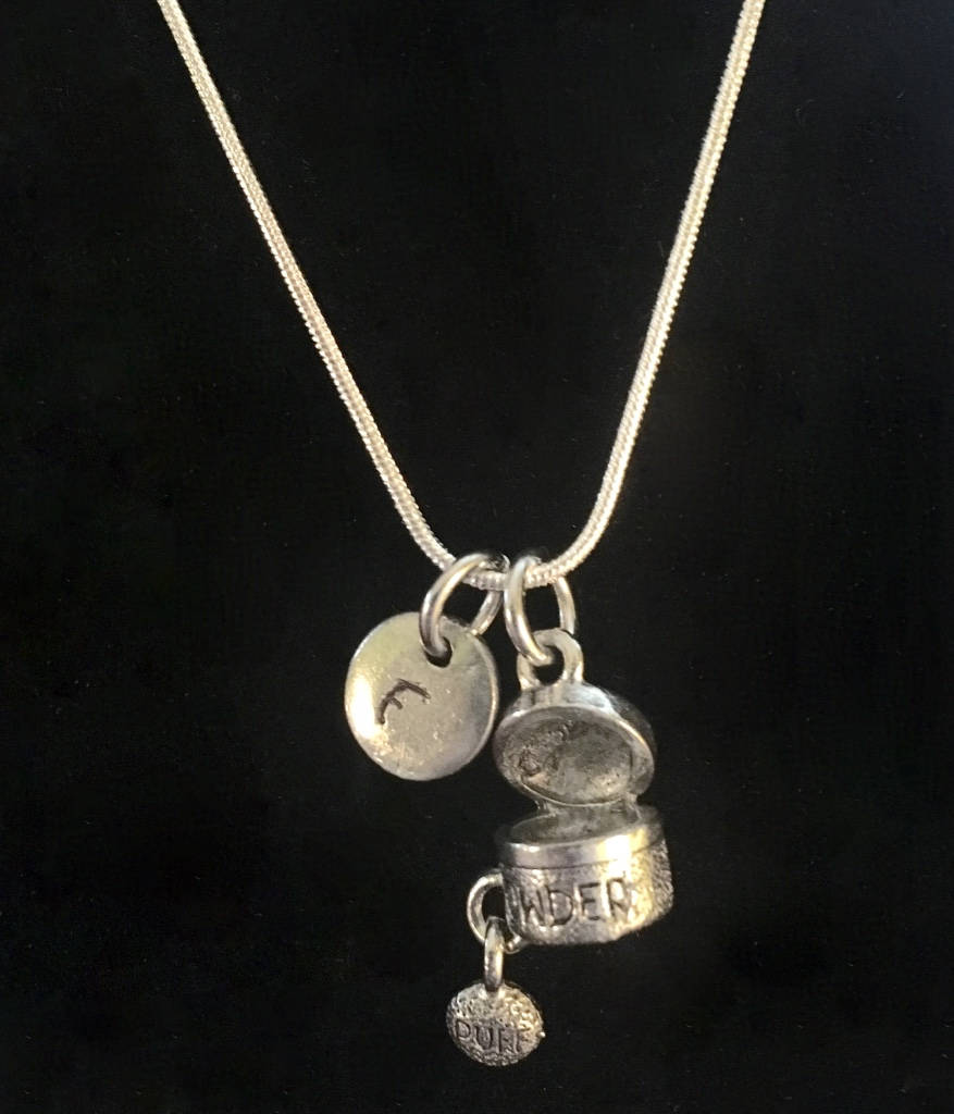 Face Powder Sterling Silver Necklace, Makeup Sterling Silver Necklace, Sterling Silver Necklace qb149