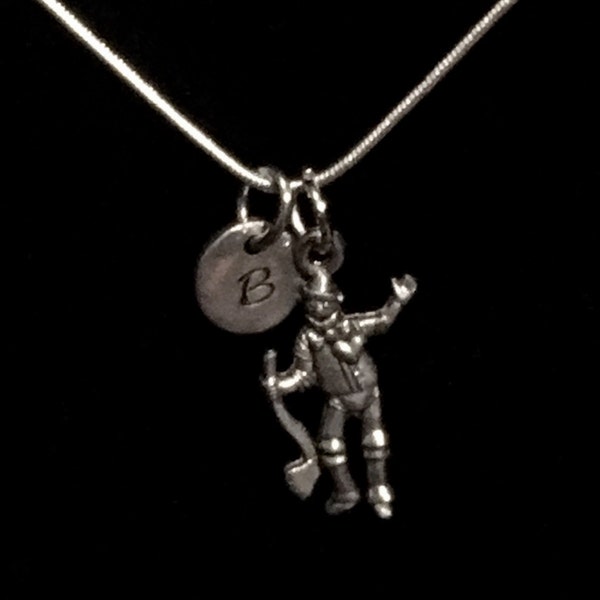 Tin Man Sterling Silver naszyjnik, Czarnoksiężnik z oz naszyjnik, srebrny naszyjnik, pierwszy naszyjnik, spersonalizowany qb17