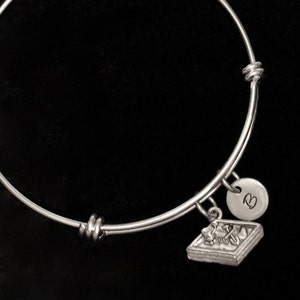 Sandbox Charm Bracelet, Toy Bangle Bracelet, Charm Bracelet, Adjustable Bracelet, Stainless Steel Bracelet, Initial Bracelet, qb11