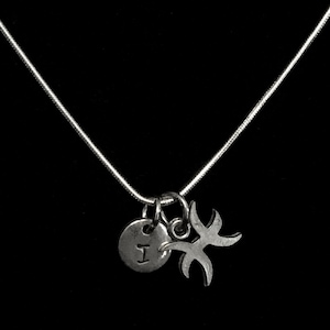 Pisces Sterling Silver Necklace, Zodiac Sterling Silver Necklace, Horoscope Sterling Silver Necklace qb122