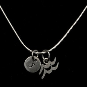 Aquarius Sterling Silver Necklace, Zodiac Sterling Silver Necklace, Horoscope Sterling Silver Necklace qb121