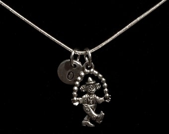 Malabares payaso collar de plata esterlina, collar de circo, encantos de estaño, plata, inicial collar, collar personalizado qb2