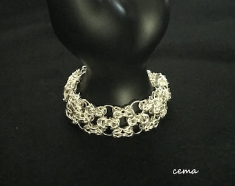 Bracelet. Sterling silver-filled Byzantine three-strand chainmaille