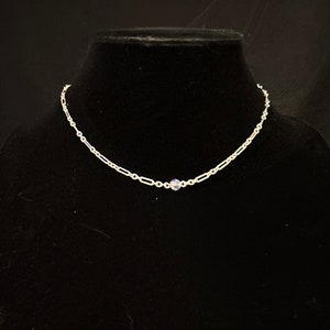925 Sterling Paperclip Necklace with Crystal