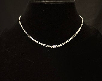 925 Sterling Paperclip Necklace with Crystal