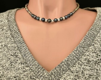 Necklace with blue green freshwater pearls - 16" with 2" extender