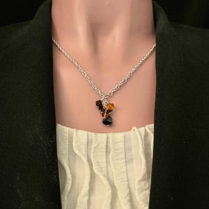Necklace - Orange and Black Crystals on a Silver Chainn