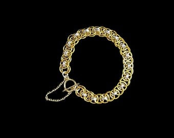 Two‑Tone Helm (Celtic) Weave Bracelet – Silver & Gold, 7"