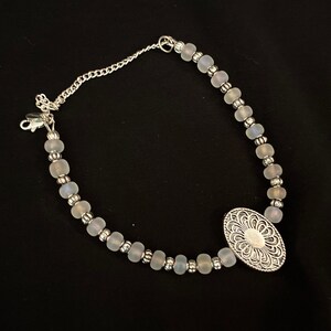Beaded Bracelet/White and Silver Bracelet/Classic Bracelet/Czech Glass Bracelet/Gift for Her