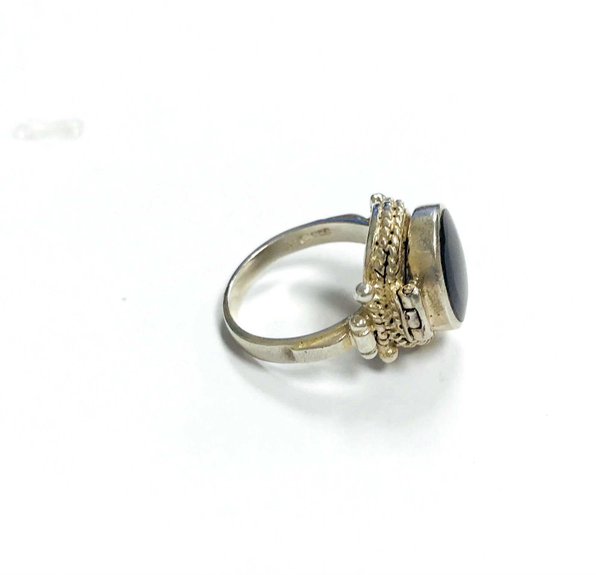 Vintage snuff ring Sterling Silver & Onyx Etsy