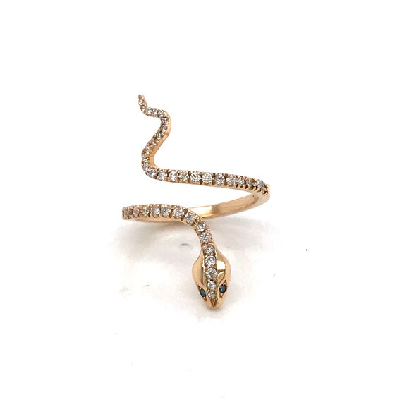 Vintage Diamond Snake Ring- 14k