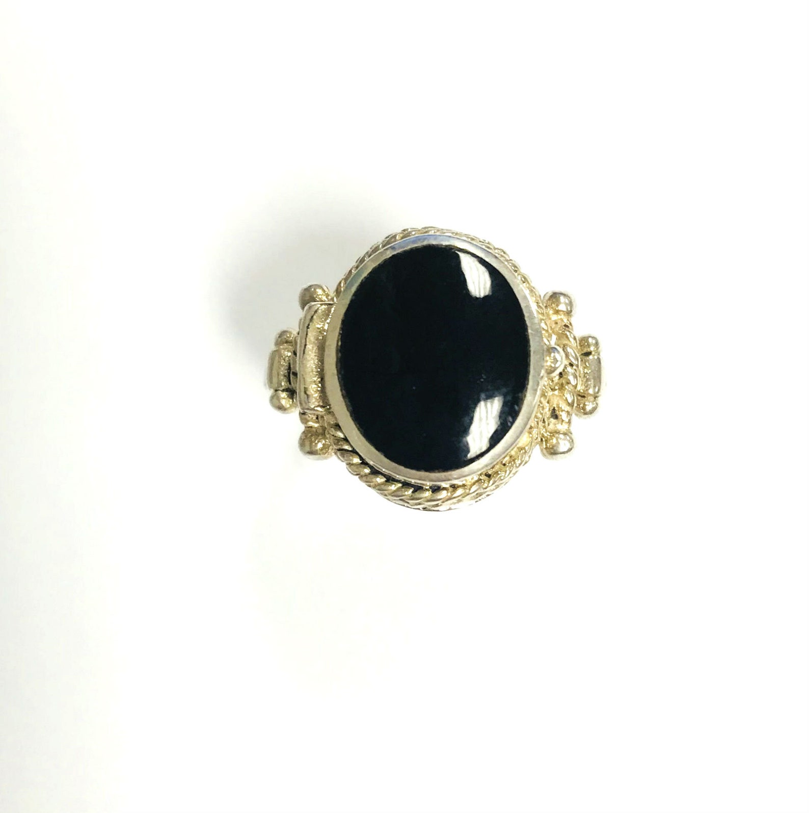 Vintage snuff ring Sterling Silver & Onyx Etsy
