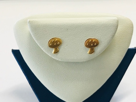 Vintage Mushroom Earrings- 14k