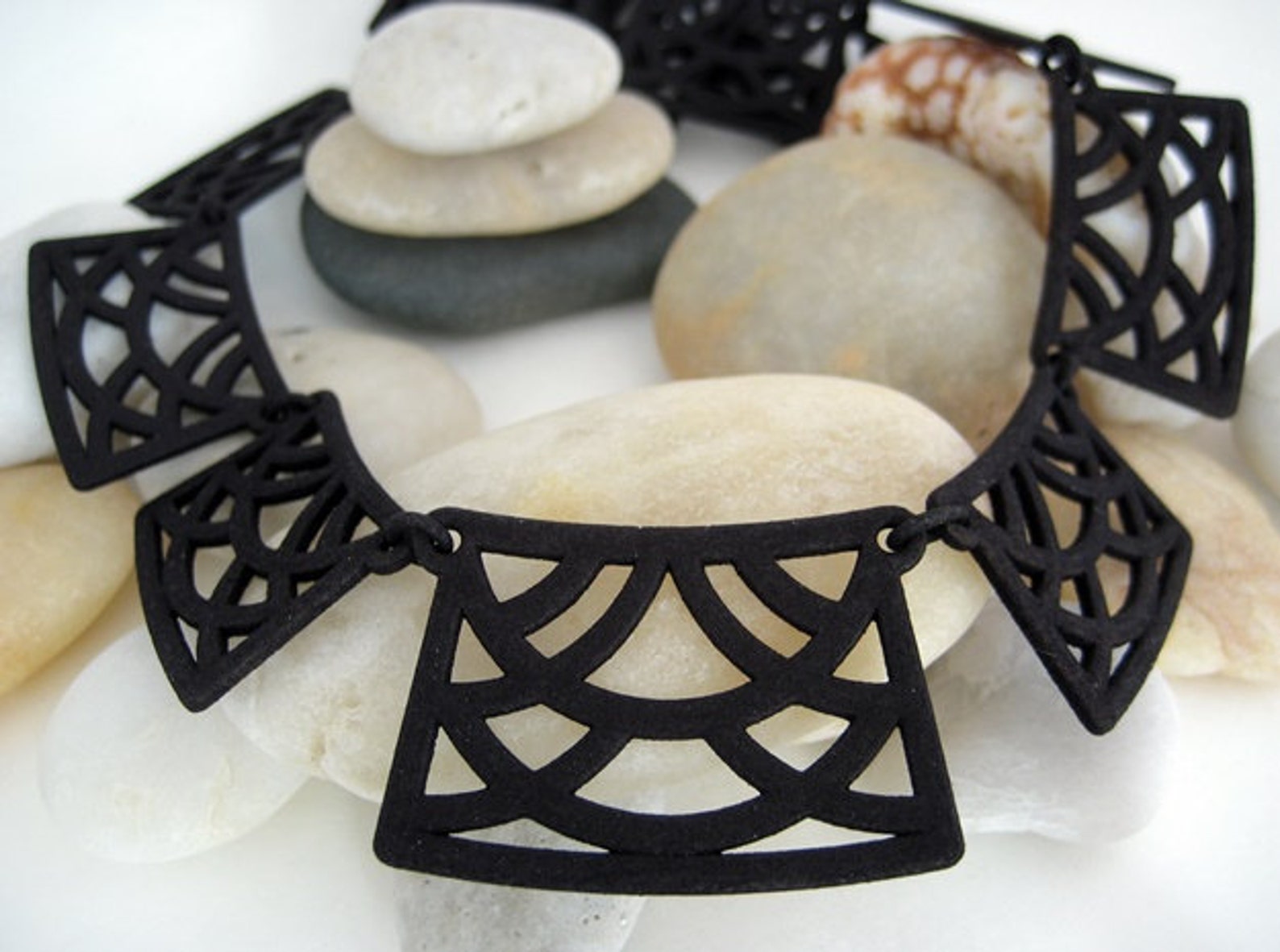 Black Statement Necklace Little Black Dress Jewelry Art Deco Etsy