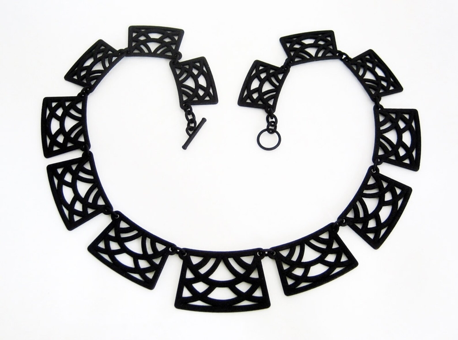 Black Statement Necklace Little Black Dress Jewelry Art Deco Etsy