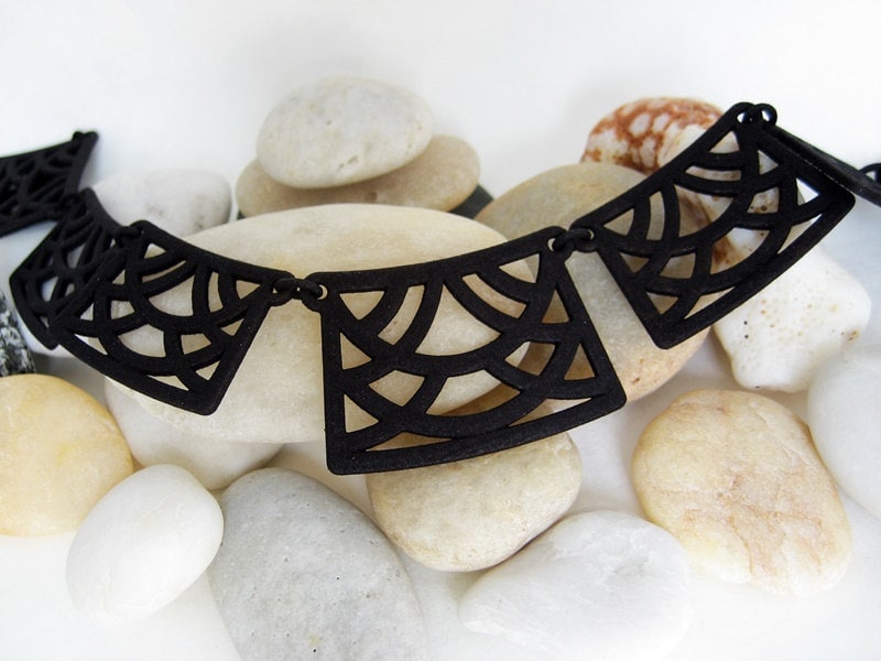 Black Statement Necklace Little Black Dress Jewelry Art Deco Etsy