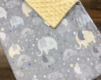 Elephant Minky Blanket Cuddle Blanket  Shannon Fabrics Baby Blanket