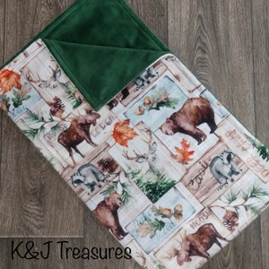 Moose Lodge Minky Blanket Cuddle Blanket Shannon Fabrics Cabin Woods