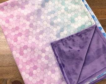 Hexagon Multi Colored Minky Blanket Cuddle Blanket You choose size and color Shannon Fabrics