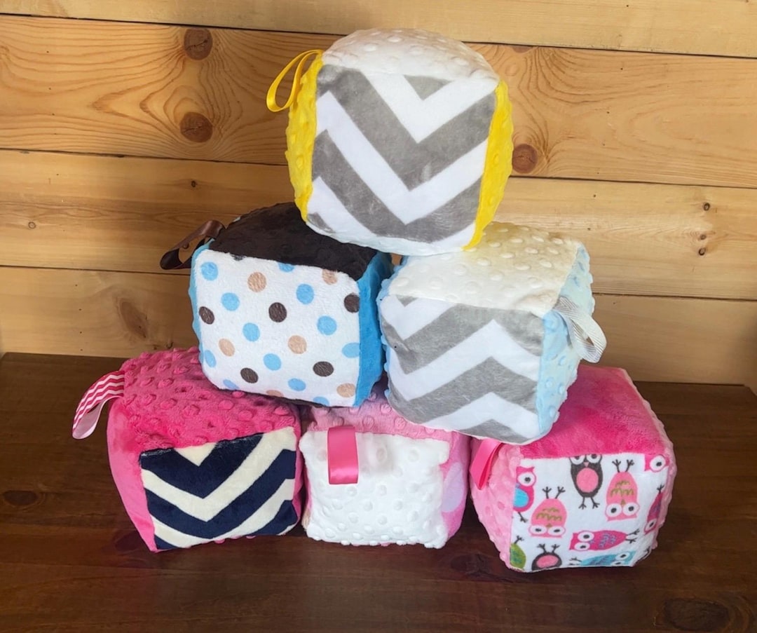 Rattle Block Baby Toy Minky Cuddle Fabric - Etsy