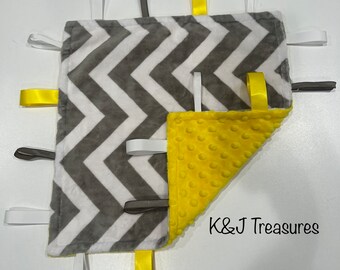 Small Minky Ribbon Blanket chevron yellow