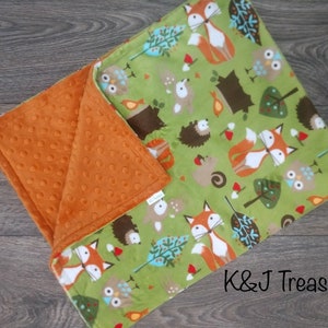 Forest Tails Minky Blanket Cuddle Blanket Shannon Fabrics Fox Owl Tree