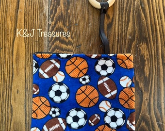 Minky Crinkle Teether Sports Basketball Football Baby